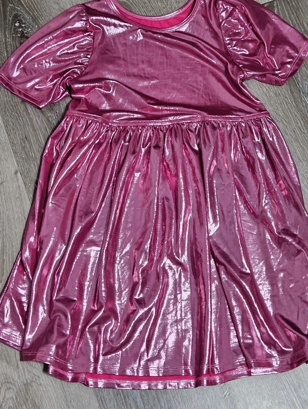 Pink Chicken Metallic Pink Shimmer Lame Steph Dress- Size 8Y